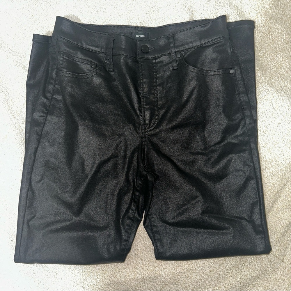 Express Black Coated Jeans Size 8 - Picture 6 of 9